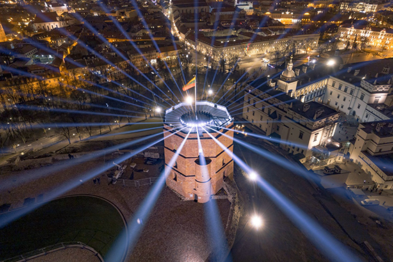 700 Jahre Vilnius Light Festival in Gediminas Tower F Saulius Ziura