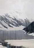 Rainy mountain, 2008, Oil and watercolour on paper