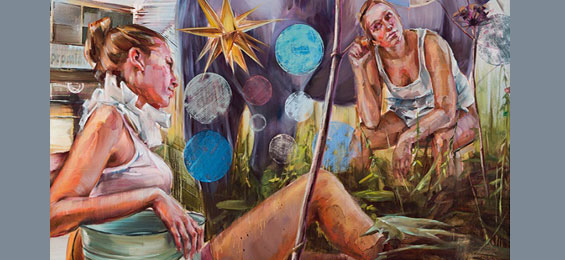 Ermüdende Dauerdestruktion. Malerei von Justine Otto im Zehntspeicher in Gartow