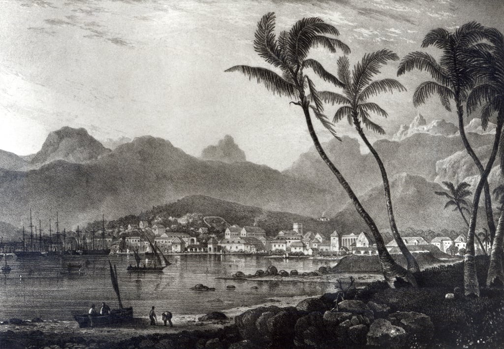 T Bradshaw Port Louis from Views in the Mauritius by TBradshaw engraved by William Rider 1831