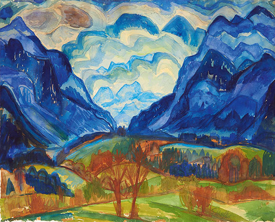 Fritz Schaefler Ohne Titel Blaue Berge