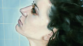 Ausschnit: Kathrin Landa "Im Bad 2" (Noémie, im Profil), 30 x 40cm, 2008, Öl auf Leinwand